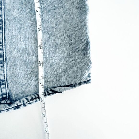 Retro Mens Button Down Denim Shirt Long Sleeve Chest Pockets Light Wash Small - Picture 6 of 7